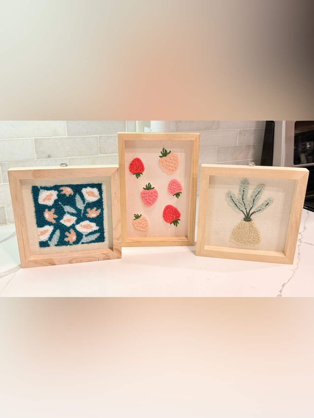 Framed Punch Needle Art / Tufted Wall Decor (Set of 3)